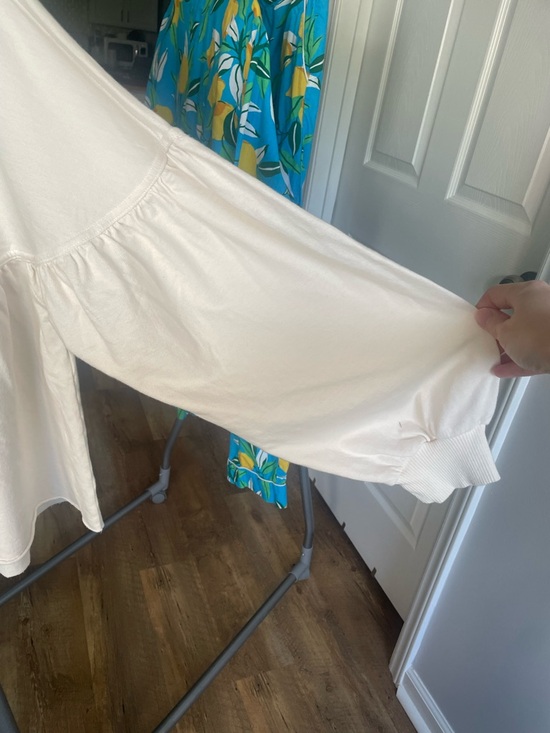 aerie Off-White Hooded Peplum Pullover - Picture 3 of 6